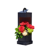 Boîtes à fleurs en papier kraft personnalisées pour la Saint-Valentin, la fête des mères, les mariages, boîte florale avec fenêtre et poignée pour bouquets