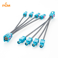 Kabel Ethernet Otomotif Mini Fakra Male 15cm ke 4x Fakra Male Rosenberger AMS11D-1M4Z5-Z 59Z114-000-Z untuk Sensor Kamera ADAS