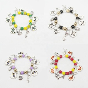 Bracelet Perles Pendentif Équipe de Football Vente en Gros Usine, Bracelet Unisexe Tendance en Alliage Plaqué Argent pour Cadeaux Sportifs - Product Image 1
