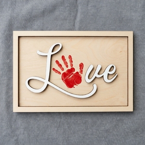 กรอบรูปไม้สำหรับพิมพ์มือเด็ก ของที่ระลึก DIY งานศิลปะพิมพ์มือครอบครัว ของขวัญวันแม่ ตกแต่งผนังบ้าน - Product Image 2