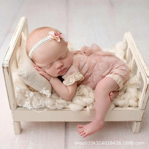 Accesorio de fotografía para niños, cuna de madera de 42cm x 28,5 cm x 21,5 cm para uso en estudio de retratos de recién nacidos - Product Image 4