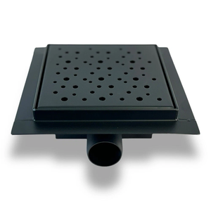Desagüe de Ducha Negro Mate de 15x15 CM con Cubierta con Patrón de Puntos, Salida Horizontal, Acero Inoxidable 304 - Product Image 3