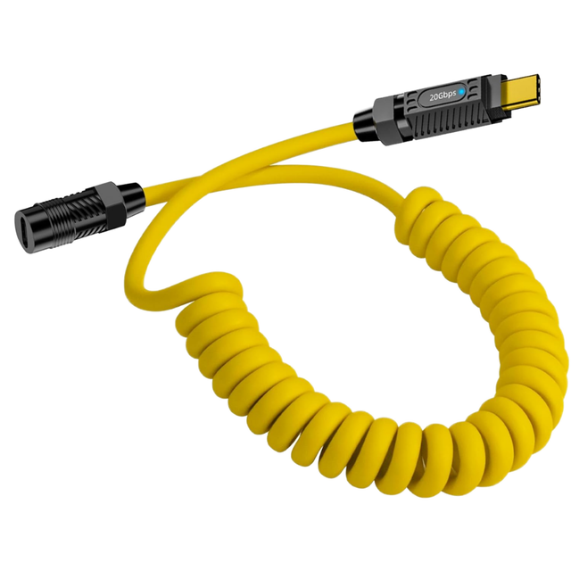 140W Coiled Type-C to Type-C USB Cable 140W PD Fast Charging 20Gbps 8K60Hz for Gaming Scanners Cameras & Win/Mac
