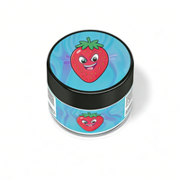 Contenants ronds transparents anti-odeur personnalisés, pots en verre de 2/3/4 oz avec couvercles noirs résistants aux enfants, pots à fleurs de 3,5 g