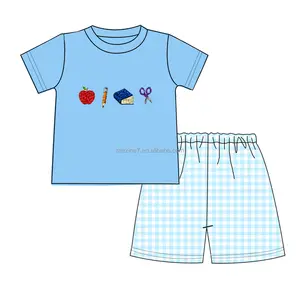 Zomer Terug Naar School Kinderen Kleding Boetiek Franse Knoop Kids Jumpsuits Baby Girls Rompertjes