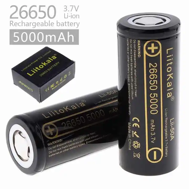 Liitokala Lii-50A 26650 5000Mah 20A Li-Ion 3.7V Rechargeable Bateria Lithium Ion Battery 3.7V 5000Mah For Flashlight