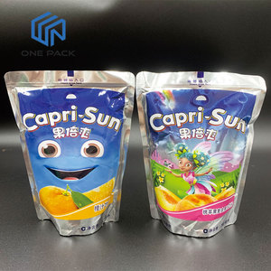 Bolsas desechables de papel de aluminio impresas OEM, bolsa de jugo de inyección, bolsas <span class=keywords><strong>Capri</strong></span> <span class=keywords><strong>Sun</strong></span> con orificio de paja fácil de meter - Product Image 1