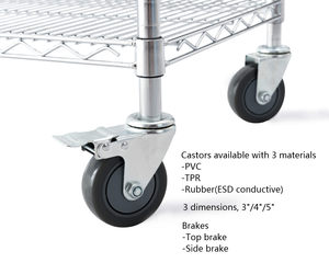 18 "w x 48" l x 77 "h מחיר זול 6 חוט מדפים חוט מתכת כרום מתגלגל עם 4" קסטר - Product Image 6