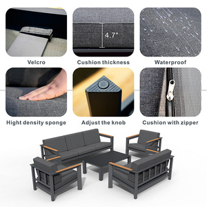 Balcón Diseño reclinable Rattan <span class=keywords><strong>Exterior</strong></span> sofá sin brazos 6 piezas sofá de esquina de mimbre para gran fiesta familiar - Product Image 2
