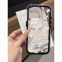 Coque de téléphone 3-en-1 anti-chute pour iPhone 17 Pro Max, motif papillon plein écran, design créatif pour fille