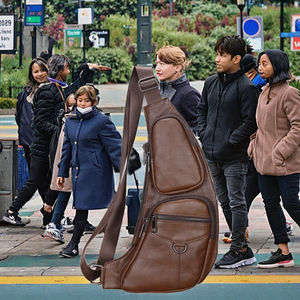 Sac messager pour homme BULLCAPTAIN en cuir véritable, vintage, élégant, durable, fermeture à glissière, logo personnalisable, antivol - Product Image 3