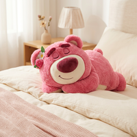 Oreiller en peluche super doux et confortable en forme d'ours fraise rose mignon de dessin animé, idéal pour canapé, cadeau d'anniversaire - Vente chaude