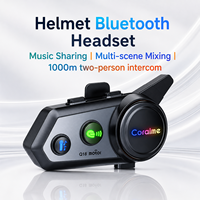 Intercom pour casque de moto, communication à deux personnes sur 800 m, appairage inter-marques, haut-parleur de 40 mm, IPX6, 25 h d'autonomie en conversation, 15 h d'autonomie en intercom