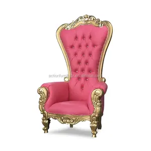 Bras de conception moderne royal haut dossier en acier inoxydable doré <span class=keywords><strong>cadre</strong></span> velours roi trône chaise à vendre - Product Image 4