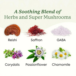 Integratore di Gommose ai Funghi OEM con Reishi, <span class=keywords><strong>Corydalis</strong></span>, Zafferano, Fiori della Passione, GABA, Camomilla per Calma, Riposo e Supporto dell'Umore - Product Image 3