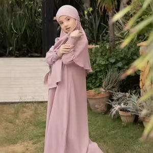 2025 nuevo estilo 2 uds conjunto Sharut Eid niños niñas oración conjunto moda ropa vestido musulmán niños manga larga ropa islámica - Product Image 1