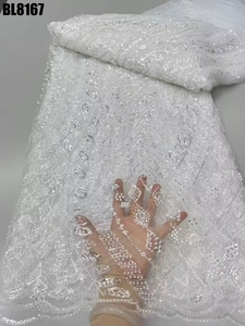 Nhà Máy Giá Bridal sequin lưới thêu ren vải pháp Magenta Tulle <span class=keywords><strong>Paris</strong></span> Wedding Dress lưới ren vải với hạt - Product Image 5