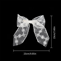 Barrette à cheveux élégante pour femme avec nœud en dentelle brodée florale blanche et longue queue en maille transparente, accessoire de coiffure pour mariage et soirée