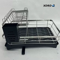 Égouttoir à vaisselle double niveau en acier inoxydable 201 robuste pour la maison, avec bac de récupération des eaux détachable, design moderne et minimaliste, multifonctionnel pour la cuisine