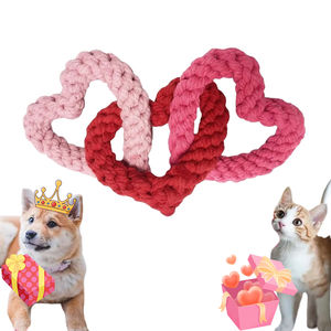 Прочная хлопковая веревка, игрушка для жевания собак, новый дизайн, цепочка сердца для чистки зубов, устойчивый стиль, милая форма костей, День святого Валентина - Product Image 1