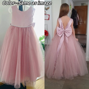 Vestido de fiesta de boda para niñas encantadoras Vestido de princesa de satén y tul sin mangas para celebraciones de cumpleaños y actuaciones especiales - Product Image 4