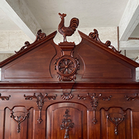 Lit en bois massif sculpté de style européen, lit double, ensemble de chambre à coucher de luxe de style américain, lit queen et king-size, meubles de villa