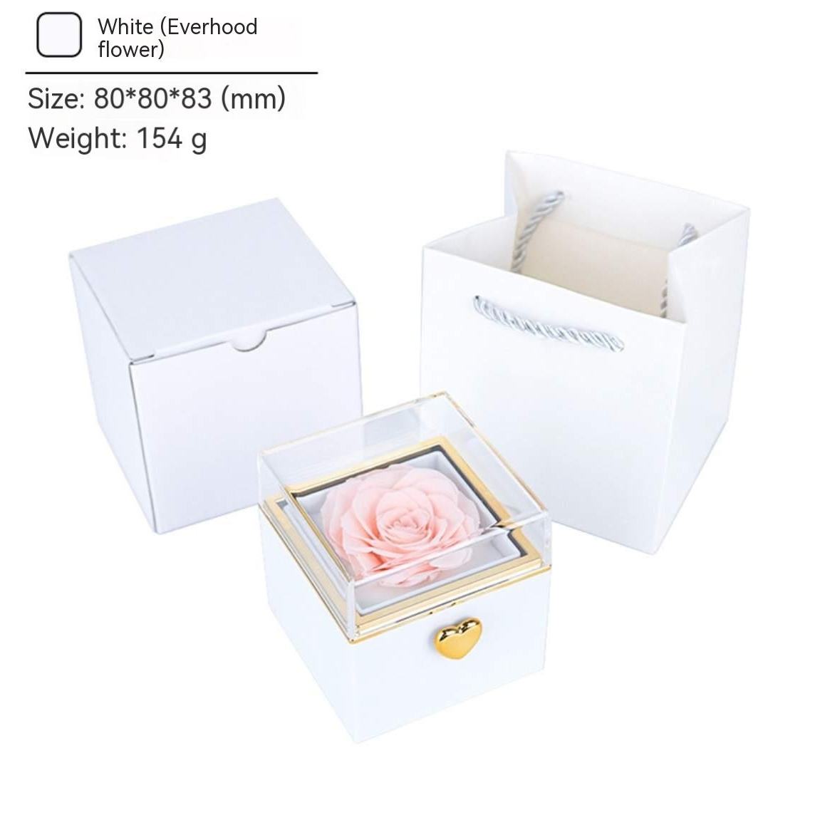 Boîte à fleurs blanche préservée (boîte + boîte de couleur + sac à main)