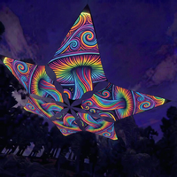 Tapisserie Lumineuse Néon Champignon Étoile, Réactive aux UV, pour Plafond Psychedélique, Idéale pour Festivals et Fêtes