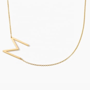 Custom Letter <strong>Necklace</strong> for Women Sterling Silver Wholesale Alphabet 18k Gold Plated Big <strong>Sideways</strong> <strong>Initial</strong> <strong>Necklace</strong> - Product Image 3