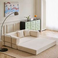 Canapé-lit modulable de luxe en chenille, pliable, avec support métallique, emballé sous vide, 2 places, pour studio