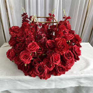 Centro de Mesa Circular con Flores de Seda Rojas GreenLife, Gran Venta, para Decoración de Mesa de Boda - Product Image 3