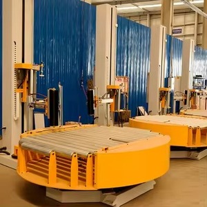 Online Automatic Pallet Wrapper Wrapping Machine With <b>Roller</b> Conveyor Online Pallet Stretch Wrapping Machine - Product Image 3