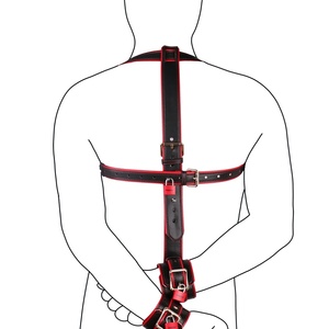 DV9002 Shoulder-Wrist Restraint Straps Couples Intimacy Microfiber <b>Leather</b> BDSM Starter Set with Premium Padded Cuffs <b>Harness</b> - Product Image 3