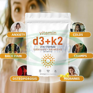 Ausreson 2 en 1 Vitamina D3 y K2 Cápsulas blandas Suplemento de calcio líquido Halal 10000 IU Vitamina D3 K2 Cápsulas blandas - Product Image 2