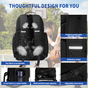 Zaino Professionale Unisex per Basket con Doppio Scomparto per Palloni, Scomparti per Vestiti Bagnati e <span class=keywords><strong>Scarpe</strong></span>, Tasche Termiche per Sport - Product Image 4