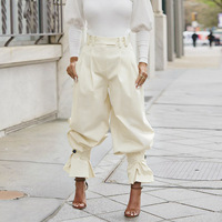 Culottes plissées taille haute amples à imprimé estival pour femme, pantalon décontracté à jambes larges avec ourlet volanté – Vente en gros