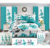 Ensemble de literie de luxe 24 pièces avec rideaux assortis, couvre-lit, tapis et rideaux de douche pour lit king size