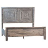 Antiker Stil Massivholz Holz Plattform Bett rahmen Queen King mit Kopfteil