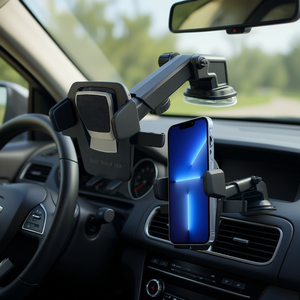 Support de téléphone portable pour voiture Fast Track USA, fixation longue pour pare-brise et tableau de bord, portable et réglable pour smartphone et tablette - Product Image 2