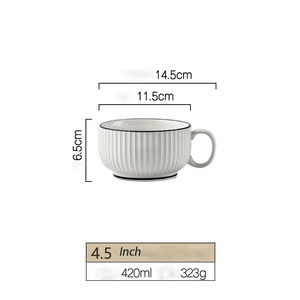 Taza de cerámica con rayas verticales mate para el hogar, vaso Simple de gran capacidad para beber, taza de <span class=keywords><strong>desayuno</strong></span> de avena, disponible - Product Image 5