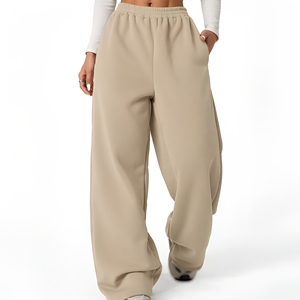 Pantalones de chándal anchos para mujer con lavado ácido personalizado - Pantalones de invierno de algodón 100% de alto gramaje, ecológicos, al por mayor - Product Image 1