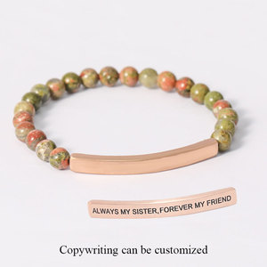 <span class=keywords><strong>Bracciale</strong></span> in <span class=keywords><strong>Giada</strong></span> <span class=keywords><strong>con</strong></span> Incisione Personalizzata e Catena in Acciaio Inossidabile, <span class=keywords><strong>Bracciale</strong></span> <span class=keywords><strong>con</strong></span> Perline e Scritta Personalizzata - Product Image 2