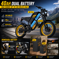 Bicicleta Eléctrica GT20 de Doble Motor, 1920 Wh, 128 km de Autonomía, Neumáticos Anchos, 3000 W de Potencia, Shimano 7 Velocidades, Almacén en EE. UU./UE