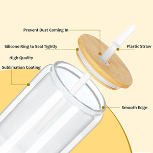 الأكثر مبيعاً 12/16/20 أونصة يمكن حفر مسبقا زجاج مزدوج الجدار تسامي عيد الميلاد كرة ثلج بهلوان مع غطاء الخيزران والقش - Product Image 2