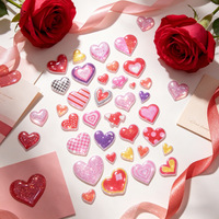 Adesivi Decorativi Piccoli 3D a Forma di Cuore con Glitter, Stile Carino, Modello Hi, Origine all'Ingrosso