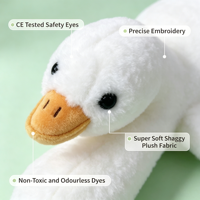 Coussin en peluche moelleux en forme de canard couché, blanc, pour décoration de chambre, prix de jeu d'arcade, livraison rapide, articles en stock