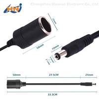 Huanuo - Conector Hembra para Encendedor de Cigarrillos de 12 V/24 V a Enchufe CC con Cable Reforzado para Estación de Energía Portátil, Generador UPS