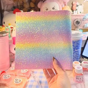 Feuilles de transfert thermique en tissu pour puzzle de perles, paillettes arc-en-ciel, poudre épaisse dégradée, paillettes de cuisson, forme de fleur en EVA, pour DIY - Product Image 6