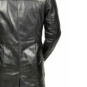 Manteau long en cuir véritable pour homme, coupe classique, de haute qualité, avec logo personnalisé, design personnalisé, vente en gros, vêtements d'hiver - Product Image 6