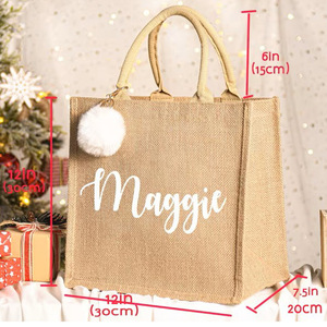 Custom Print Wholesale Exquisite Burlap <strong>Jute</strong> <strong>Bag</strong> <strong>Jute</strong> Shopping <strong>Tote</strong> <strong>Bag</strong> For Wedding Gift - Product Image 4